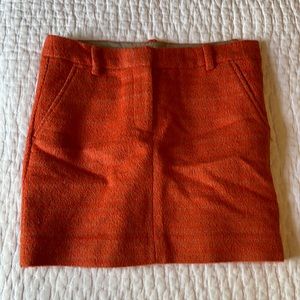 J Crew Atomic Tweed Wool Mini Skirt Orange